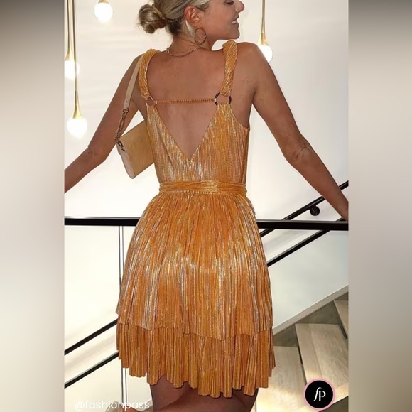 NWT Sabina Musayev $235 - Alma Dress Mandarin color - mini dress - MEDIUM - Picture 5 of 10